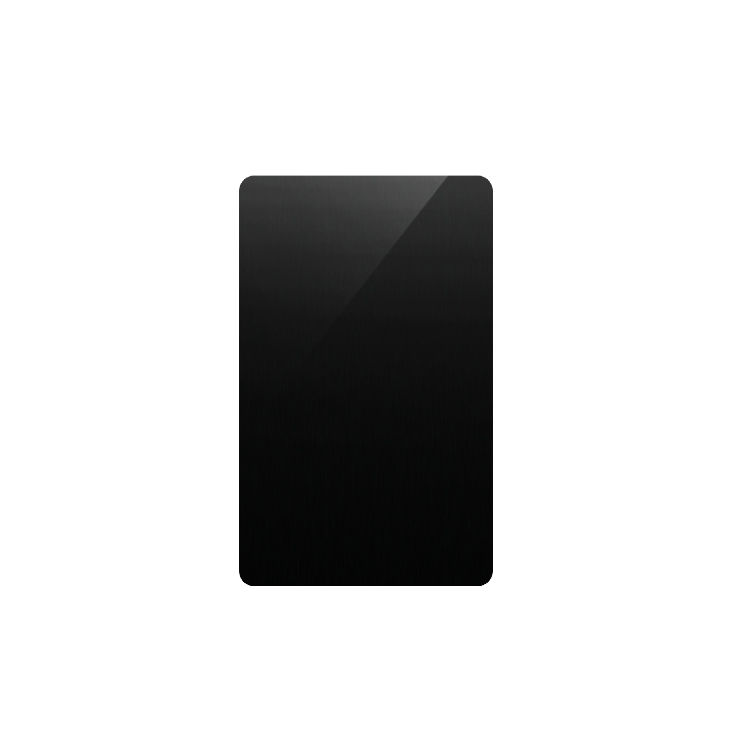 A single blank black metal card with a smooth, brushed finish, designed as a laser engraving blank for creating custom business cards, personalized gift cards, or durable keepsakes.
