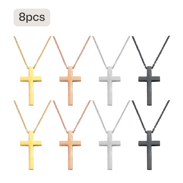 Stainless Steel Cross Pendant Necklace (8pcs)