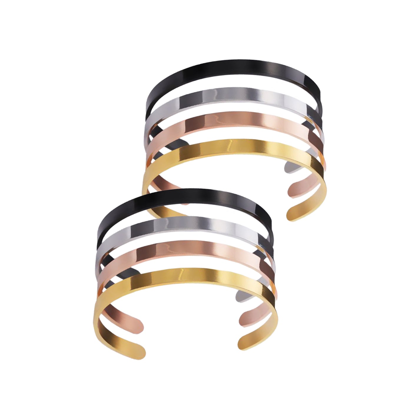 Stainless Steel Cuff Bracelets (8pcs)