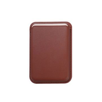 This is a minimalist, slim card holder crafted from smooth, rich brown faux leather, featuring precise stitching along its edges. The design is compact and functional, with a visible slot at the top for easy access to cards, making it ideal for everyday carry or as a sleek, customizable gift—its blank front surface is perfect for laser engraving names, initials, or logos to add a personal touch.
