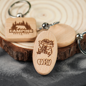 Random Blank Wooden Keychain (20pcs)