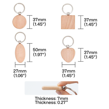 Random Blank Wooden Keychain (20pcs)