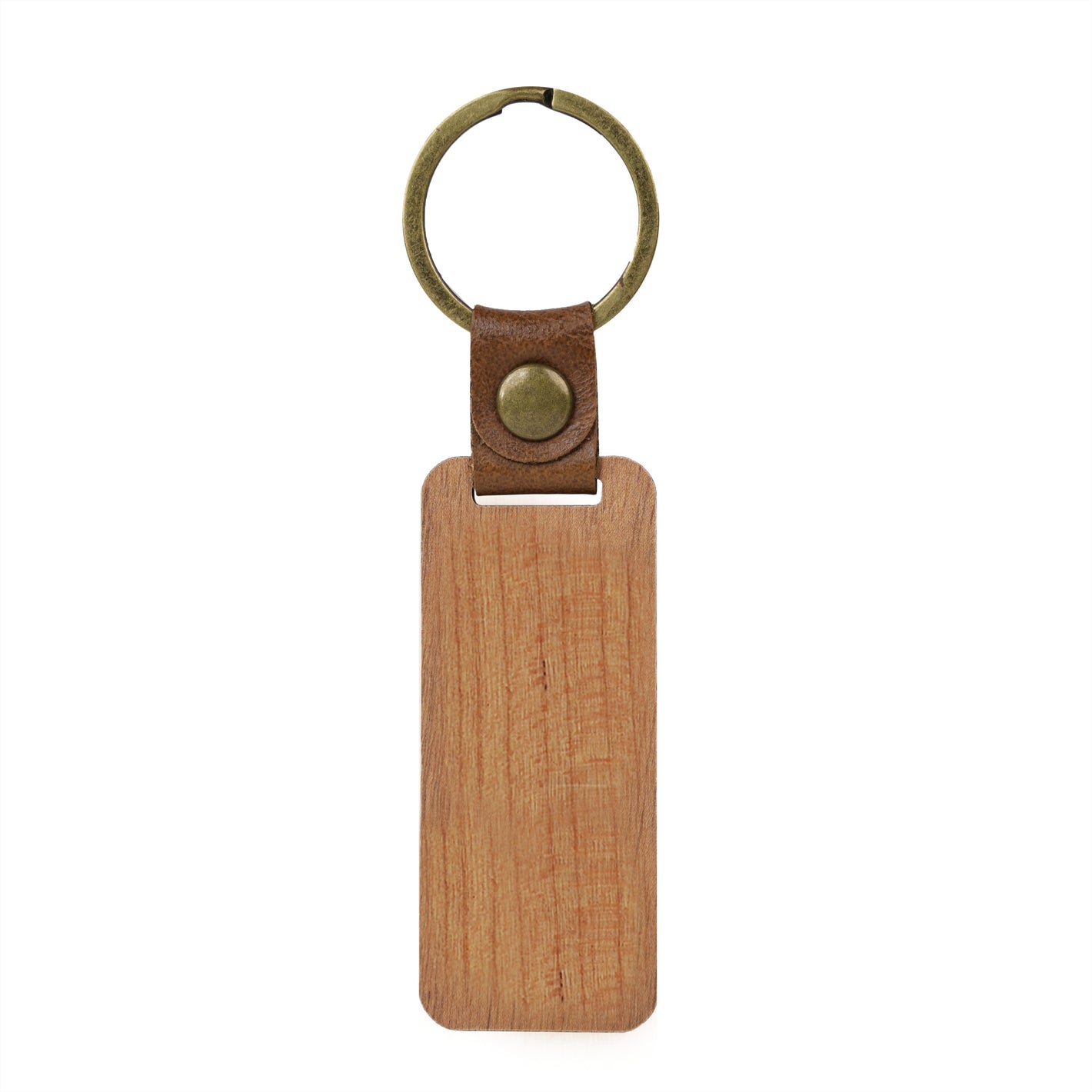 rectangular walnut keychain blanks for laser engraving natural dark wood keyring custom name or logo rustic gift.