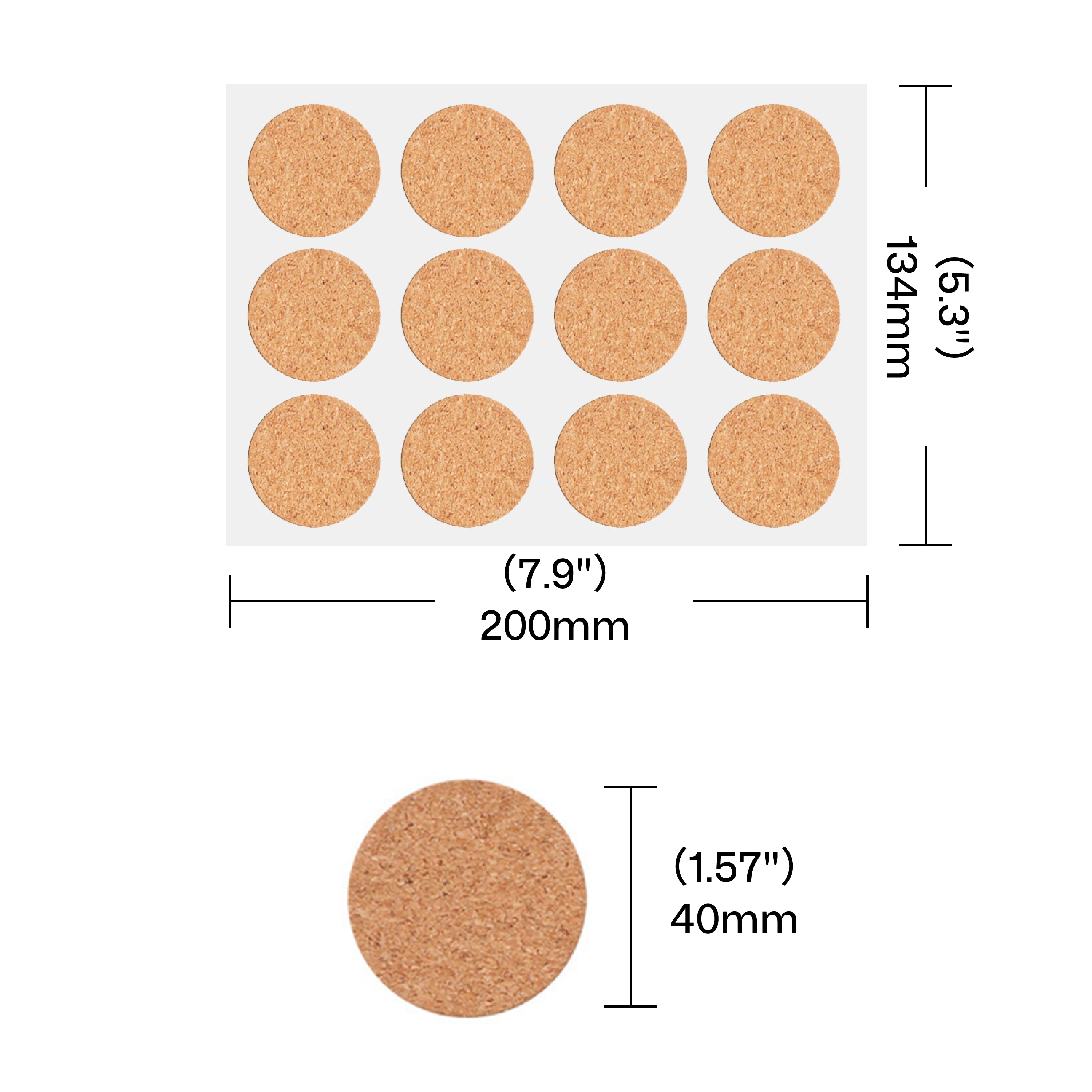 Round Corkwood Label Stickers (120 pcs)