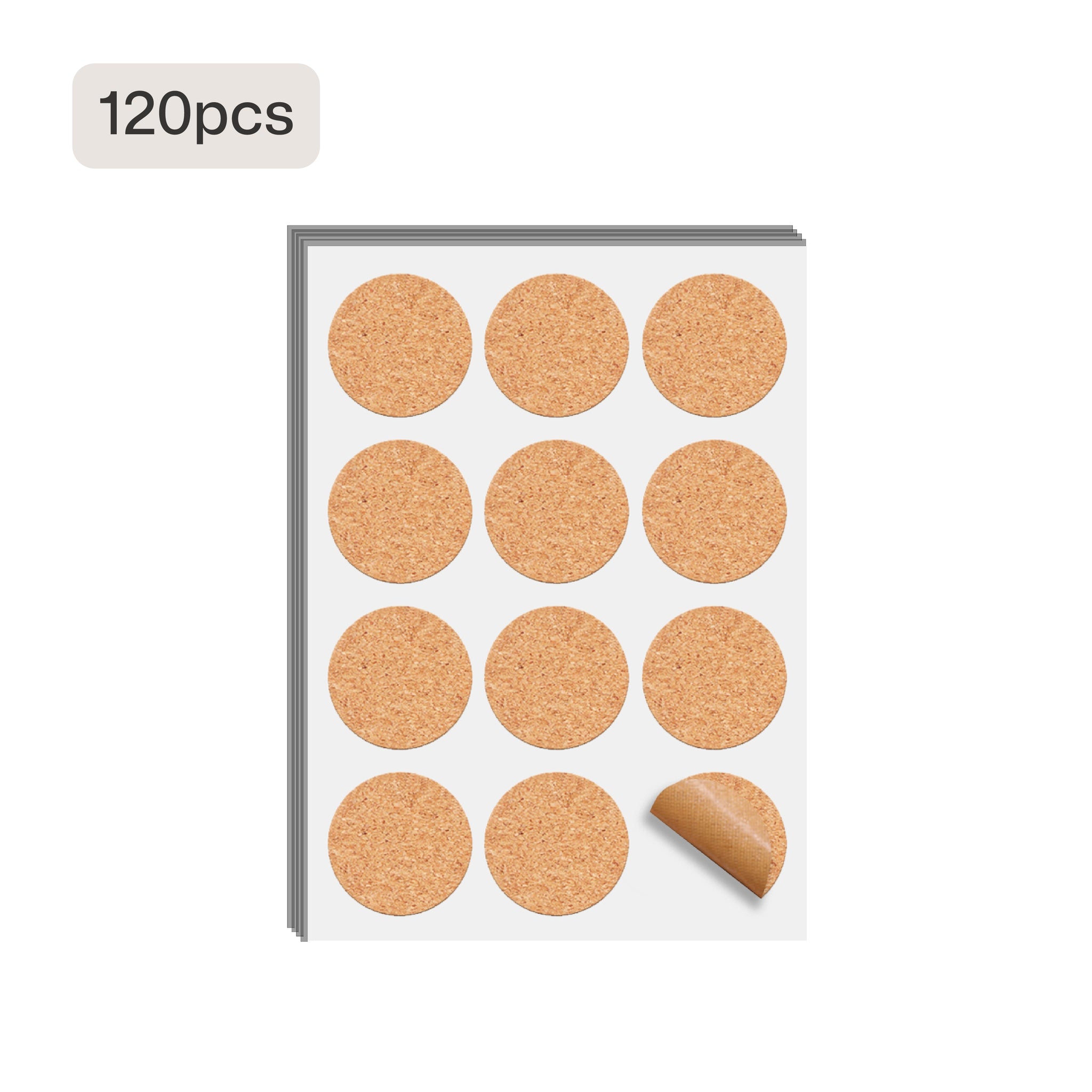 Round Corkwood Label Stickers (120 pcs)