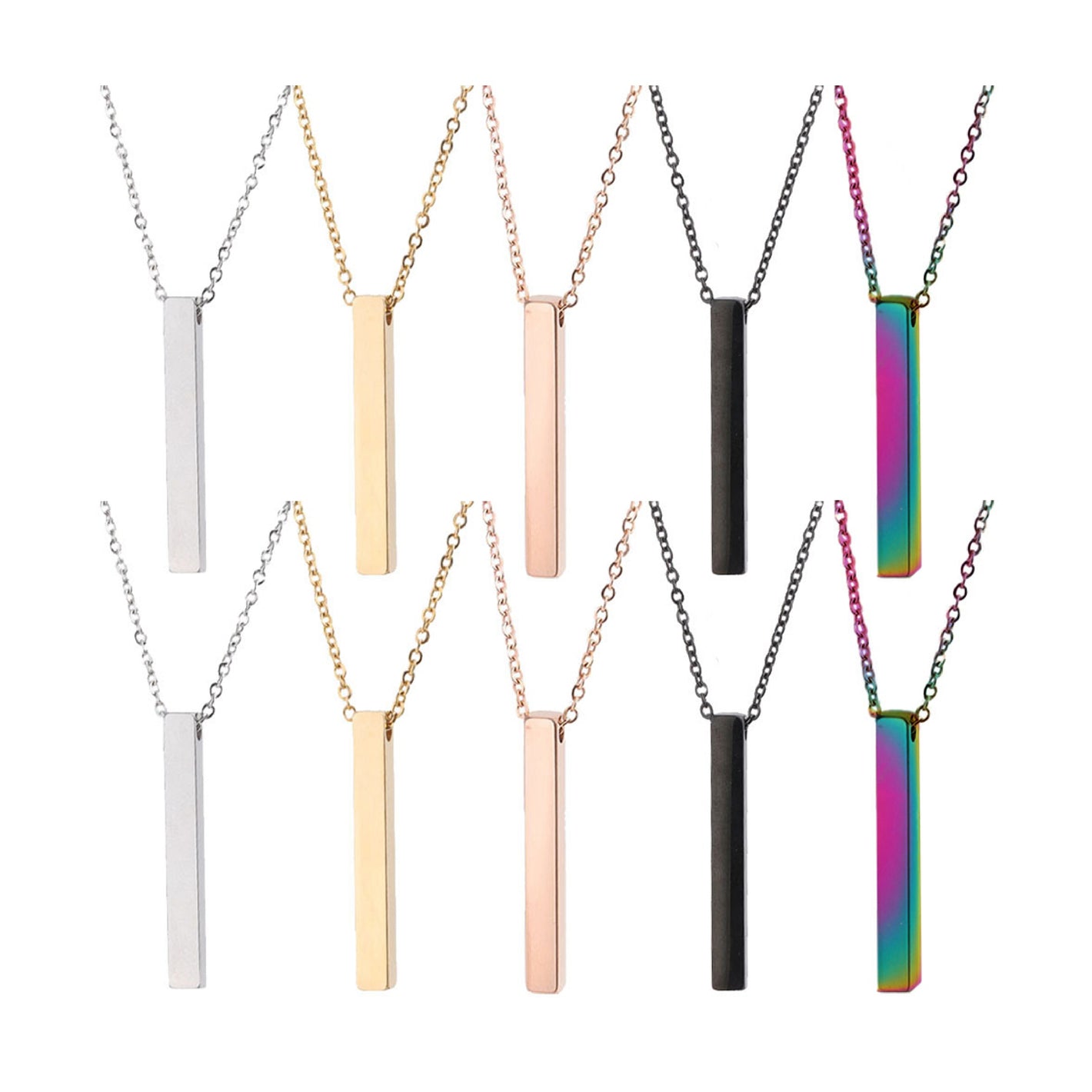 Stainless Steel Vertical Bar Necklace (10pcs)