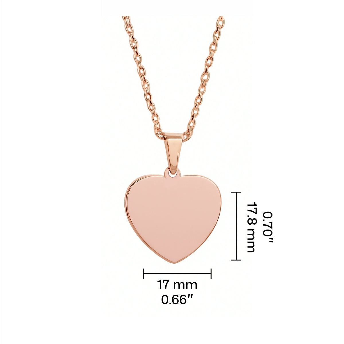 17 mm (0.66") wide and 17.8 mm (0.70") tall, making it a delicate yet durable piece ideal for personalization with names, initials, or meaningful symbols. It is presented as a customizable gift for occasions like birthdays, anniversaries, or Valentine’s Day, where a blend of elegant style and personal sentiment is desired.
