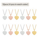 Stainless Steel Heart-Shaped Pendant Necklace (12pcs)