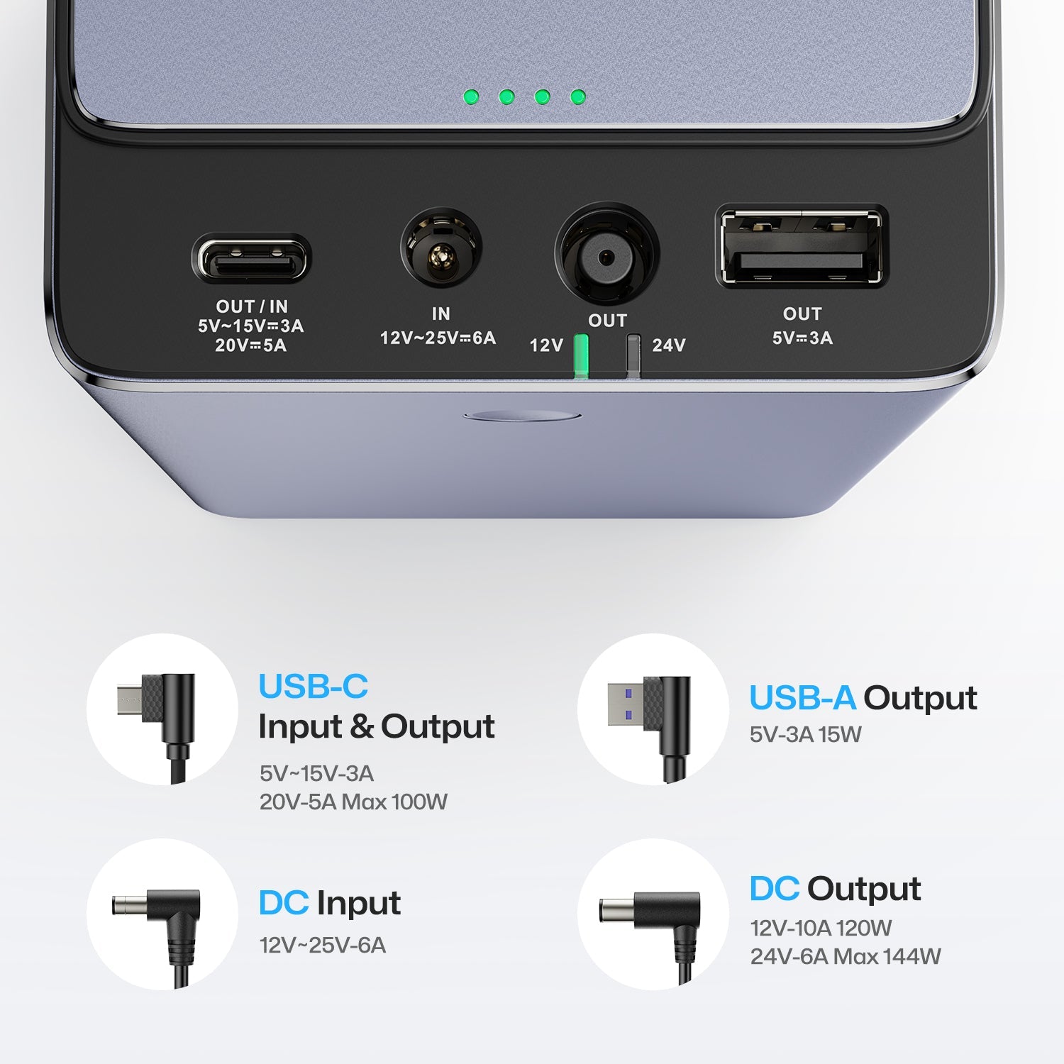 laserpecker powerpack plus portable power bank with usbc and dc output ports.

