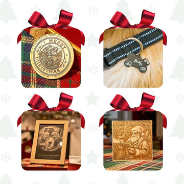 professional laser engraved samples from premium holiday bundle including photo engraving 3d relief and detailed patterns.