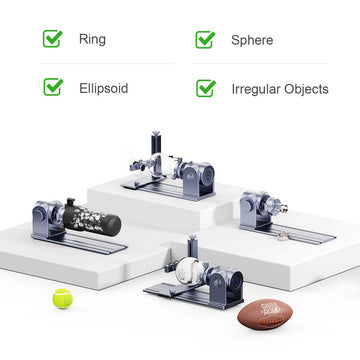 laserpecker rotary extension for engraving rings ellipsoids spheres and irregular shaped objects.