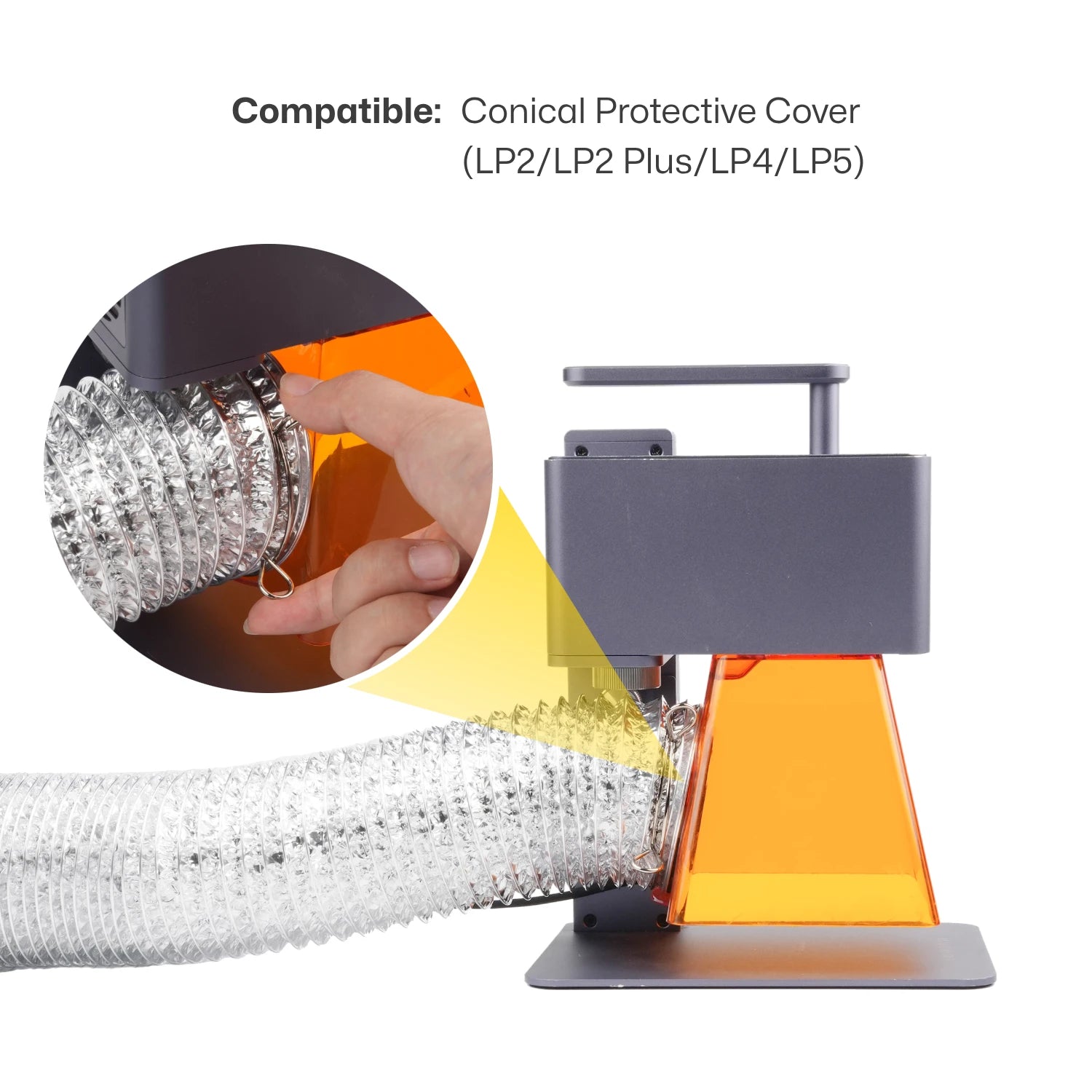 laserpecker smoke exhaust pipe for conical protective cover on lp2, lp2 plus, lp4 and lp5 laser engravers.