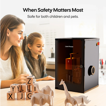 laserpecker standard enclosure safe for children and pets during laser engraving operations.