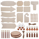 190-piece wood material kit for laser engraving and cutting assorted wood blanks including basswood plywood shapes and sheets for diy crafts.