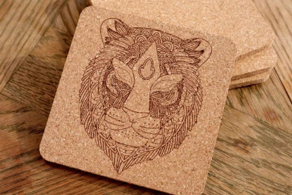 LP2 Plus engraving animal face design on cork material.