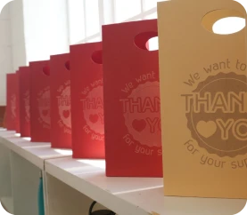 LP2 Plus engraving custom design on kraft paper bag.