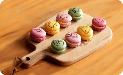 LP2 Plus engraving custom patterns on macaron cookies.