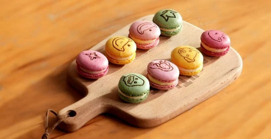 LP2 Plus engraving custom patterns on macaron cookies.