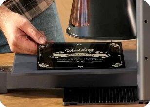 LaserPecker LP2 Plus with slide extension engraving long acrylic panel up to 300mm for continuous line patterns, signage, and decorative strips.